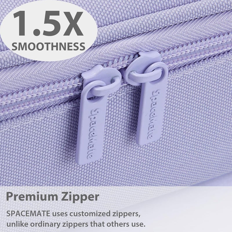 SPACEMATE Pencil Case Pouch Box Bag School Supplies Girls Boys Kids, Cute Preppy Stuff Large Big Capacity Aesthetic Pen Organizer, Back to College Stationary, Light Purple, Standard Stlye, 1800ml - Image 4